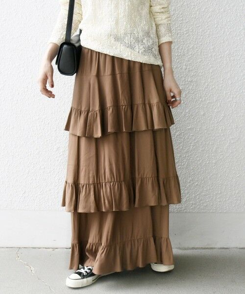 SHIPS / シップス ロング・マキシ丈スカート | SHIPS any:〈洗濯機可能〉ティアード ラッフル マキシ スカート | 詳細20