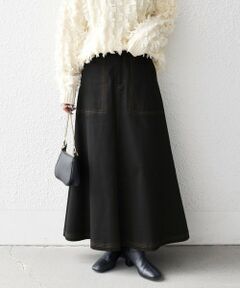 SHIPS / シップス ロング・マキシ丈スカート | 《一部予約》SHIPS any:〈洗濯機可能〉チノ ステッチ フレア ロング スカート