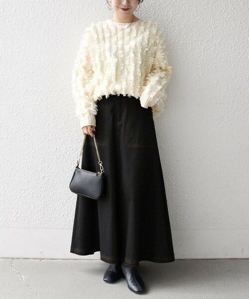 SHIPS / シップス ロング・マキシ丈スカート | 《一部予約》SHIPS any:〈洗濯機可能〉チノ ステッチ フレア ロング スカート | 詳細3