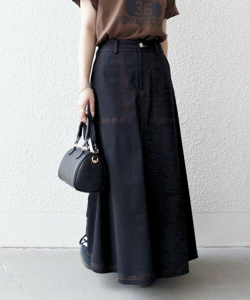 SHIPS / シップス ロング・マキシ丈スカート | 《一部予約》SHIPS any:〈洗濯機可能〉チノ ステッチ フレア ロング スカート | 詳細12