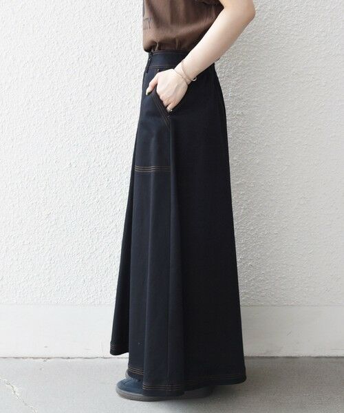 SHIPS / シップス ロング・マキシ丈スカート | 《一部予約》SHIPS any:〈洗濯機可能〉チノ ステッチ フレア ロング スカート | 詳細16