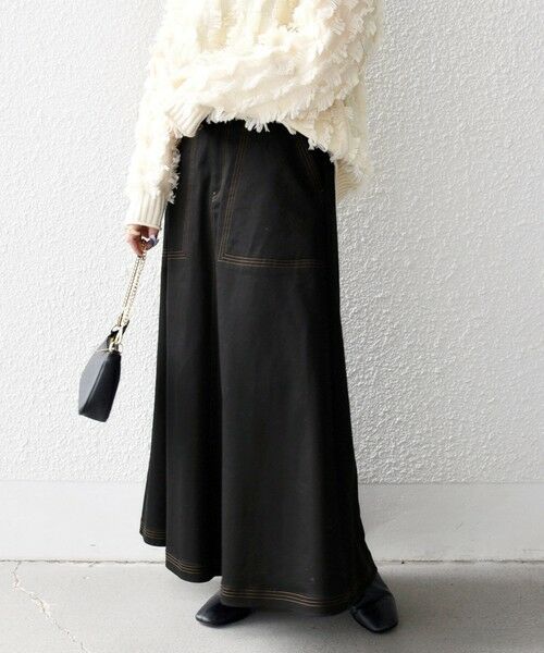 SHIPS / シップス ロング・マキシ丈スカート | 《一部予約》SHIPS any:〈洗濯機可能〉チノ ステッチ フレア ロング スカート | 詳細8