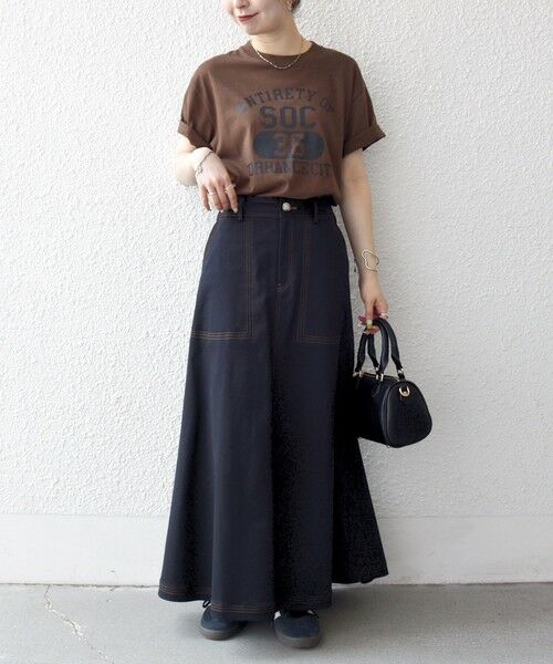 SHIPS / シップス ロング・マキシ丈スカート | 《一部予約》SHIPS any:〈洗濯機可能〉チノ ステッチ フレア ロング スカート | 詳細9