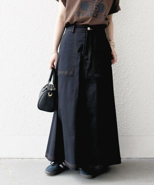 SHIPS / シップス ロング・マキシ丈スカート | 《一部予約》SHIPS any:〈洗濯機可能〉チノ ステッチ フレア ロング スカート | 詳細11