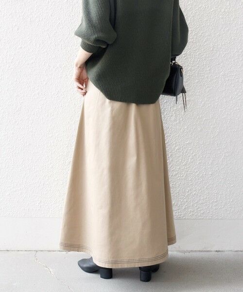 SHIPS / シップス ロング・マキシ丈スカート | 《一部予約》SHIPS any:〈洗濯機可能〉チノ ステッチ フレア ロング スカート | 詳細23