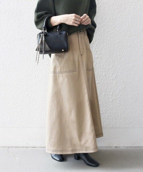 SHIPS for women/シップスウィメン SHIPS any:〈洗濯機可能〉チノ ステッチ フレア ロング スカート ベージュ系その他 36