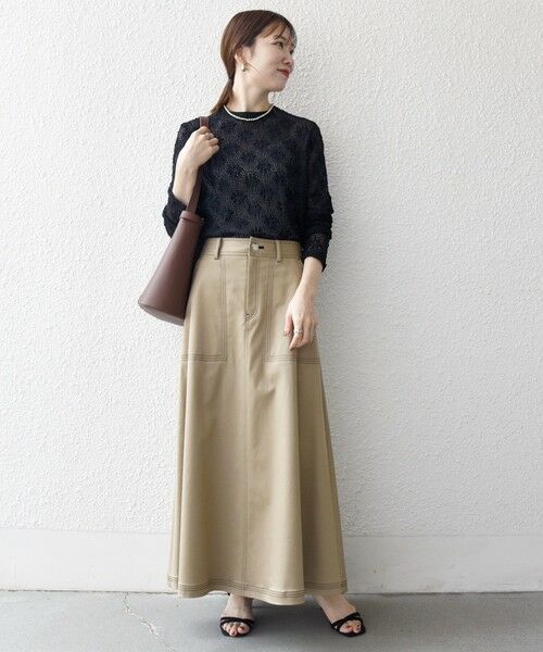 SHIPS / シップス ロング・マキシ丈スカート | 《一部予約》SHIPS any:〈洗濯機可能〉チノ ステッチ フレア ロング スカート | 詳細27