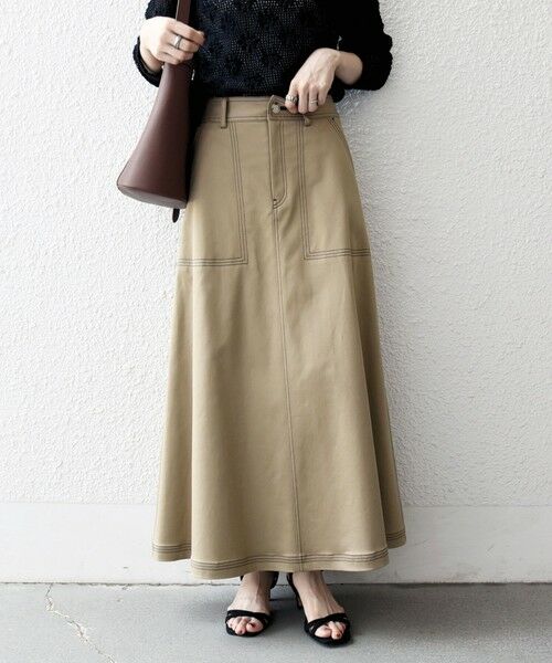 SHIPS / シップス ロング・マキシ丈スカート | 《一部予約》SHIPS any:〈洗濯機可能〉チノ ステッチ フレア ロング スカート | 詳細29