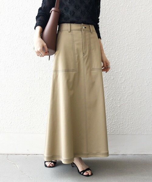 SHIPS / シップス ロング・マキシ丈スカート | 《一部予約》SHIPS any:〈洗濯機可能〉チノ ステッチ フレア ロング スカート | 詳細30