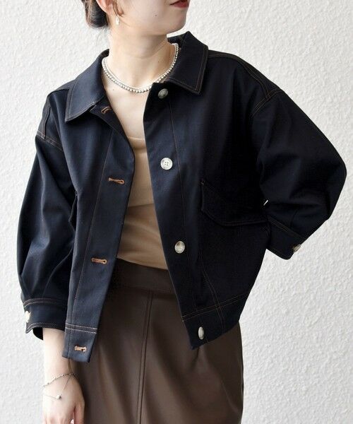 SHIPS / シップス ブルゾン | SHIPS any:〈洗濯機可能〉チノ ステッチ ショート シャツ ジャケット | 詳細4