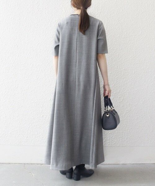 SHIPS / シップス ロング・マキシ丈ワンピース | SHIPS any:〈洗濯機可能〉ウーステッド パイピング ボタン フレア ワンピース | 詳細4