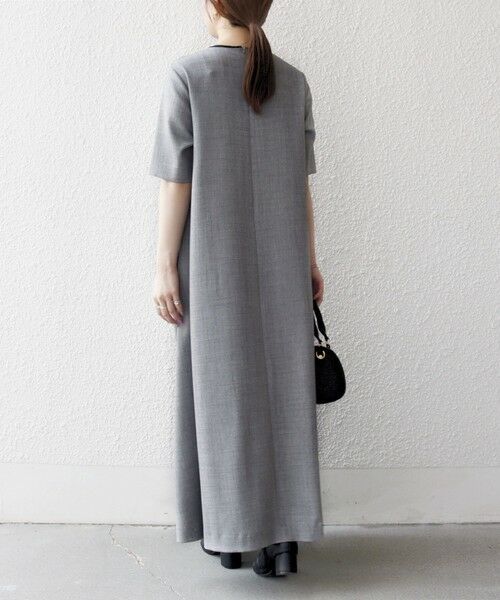 SHIPS / シップス ロング・マキシ丈ワンピース | SHIPS any:〈洗濯機可能〉ウーステッド パイピング ボタン フレア ワンピース | 詳細5