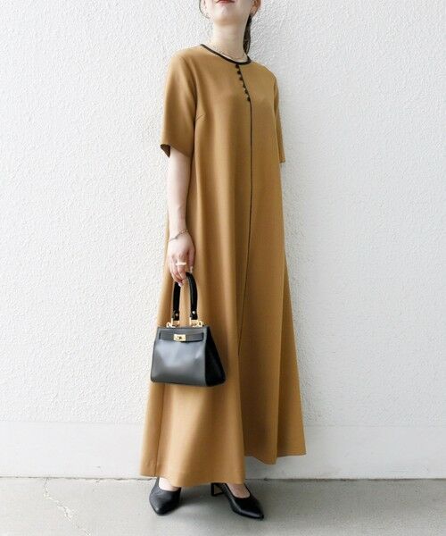 SHIPS / シップス ロング・マキシ丈ワンピース | SHIPS any:〈洗濯機可能〉ウーステッド パイピング ボタン フレア ワンピース | 詳細22