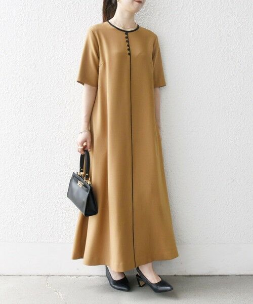 SHIPS / シップス ロング・マキシ丈ワンピース | SHIPS any:〈洗濯機可能〉ウーステッド パイピング ボタン フレア ワンピース | 詳細23