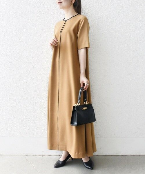 SHIPS / シップス ロング・マキシ丈ワンピース | SHIPS any:〈洗濯機可能〉ウーステッド パイピング ボタン フレア ワンピース | 詳細28
