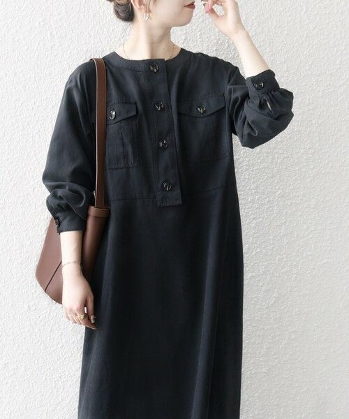 SHIPS / シップス ロング・マキシ丈ワンピース | SHIPS any:〈洗濯機可能〉ピーチスキン クルーネック ポケット フレア ワンピース | 詳細8