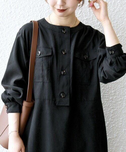 SHIPS / シップス ロング・マキシ丈ワンピース | SHIPS any:〈洗濯機可能〉ピーチスキン クルーネック ポケット フレア ワンピース | 詳細9