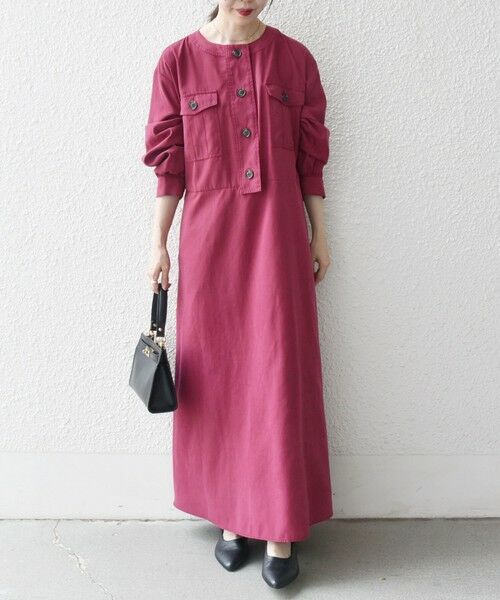 SHIPS / シップス ロング・マキシ丈ワンピース | SHIPS any:〈洗濯機可能〉ピーチスキン クルーネック ポケット フレア ワンピース | 詳細12