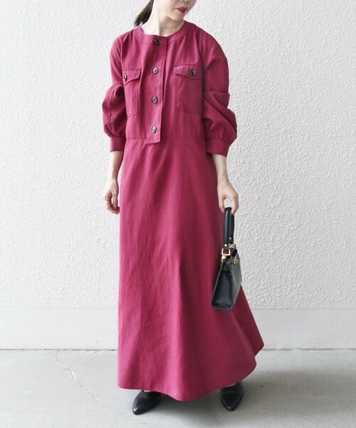 SHIPS / シップス ロング・マキシ丈ワンピース | SHIPS any:〈洗濯機可能〉ピーチスキン クルーネック ポケット フレア ワンピース | 詳細13