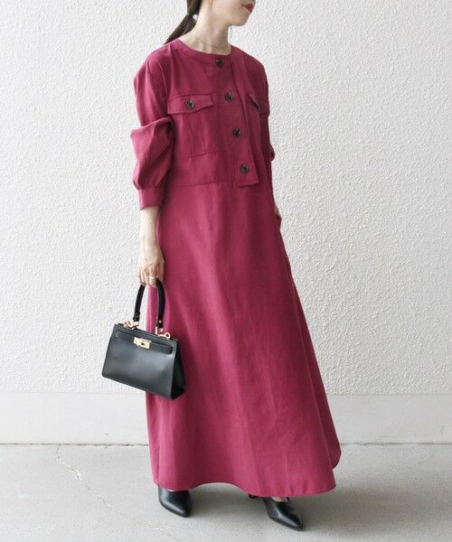 SHIPS / シップス ロング・マキシ丈ワンピース | SHIPS any:〈洗濯機可能〉ピーチスキン クルーネック ポケット フレア ワンピース | 詳細14