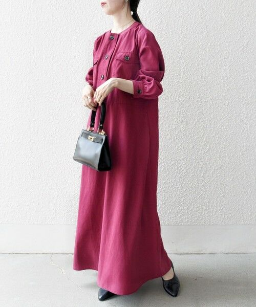 SHIPS / シップス ロング・マキシ丈ワンピース | SHIPS any:〈洗濯機可能〉ピーチスキン クルーネック ポケット フレア ワンピース | 詳細17