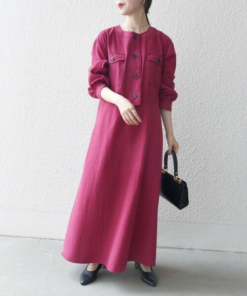 SHIPS / シップス ロング・マキシ丈ワンピース | SHIPS any:〈洗濯機可能〉ピーチスキン クルーネック ポケット フレア ワンピース | 詳細18