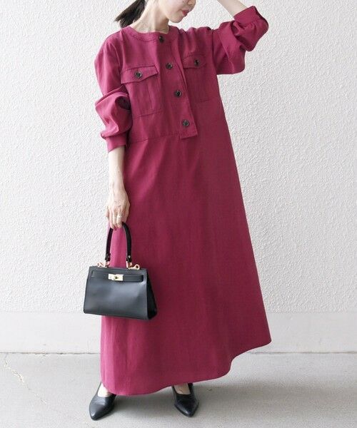 SHIPS / シップス ロング・マキシ丈ワンピース | SHIPS any:〈洗濯機可能〉ピーチスキン クルーネック ポケット フレア ワンピース | 詳細19