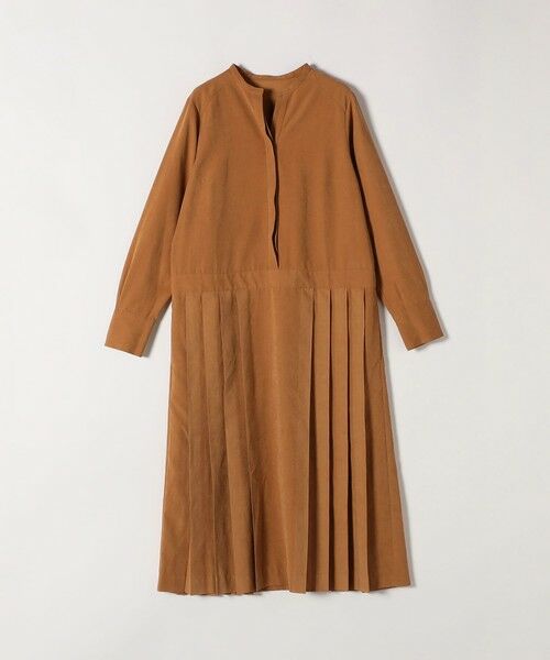 SHIPS / シップス ロング・マキシ丈ワンピース | 《一部追加予約》SHIPS any:〈洗濯機可能〉ピーチスキン サイド プリーツ バンドカラー シャツ ワンピース | 詳細9