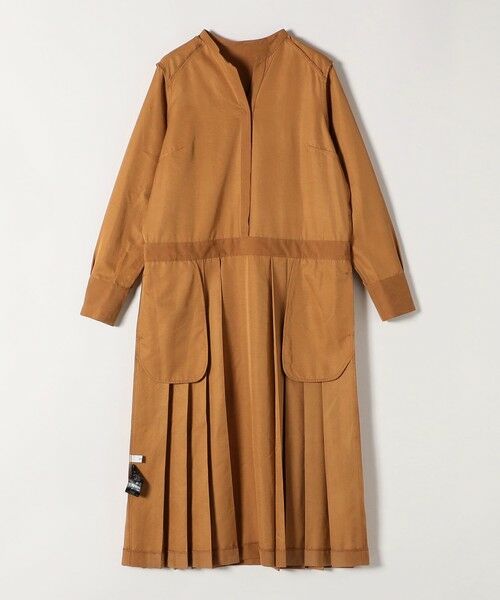 SHIPS / シップス ロング・マキシ丈ワンピース | 《一部追加予約》SHIPS any:〈洗濯機可能〉ピーチスキン サイド プリーツ バンドカラー シャツ ワンピース | 詳細14