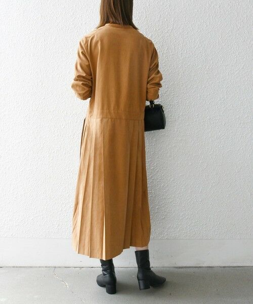 SHIPS / シップス ロング・マキシ丈ワンピース | 《一部追加予約》SHIPS any:〈洗濯機可能〉ピーチスキン サイド プリーツ バンドカラー シャツ ワンピース | 詳細5