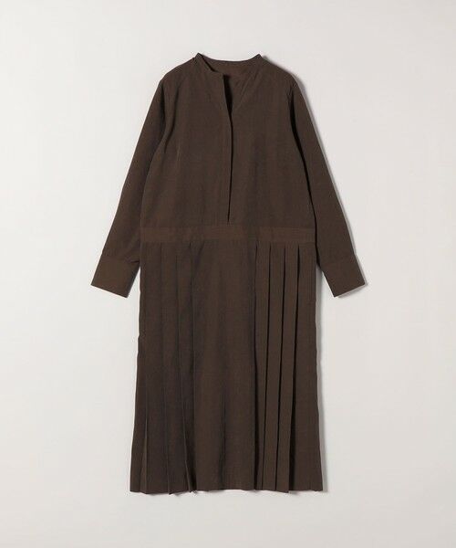 SHIPS / シップス ロング・マキシ丈ワンピース | 《一部追加予約》SHIPS any:〈洗濯機可能〉ピーチスキン サイド プリーツ バンドカラー シャツ ワンピース | 詳細24