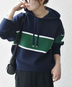 SHIPS / シップス パーカー | SHIPS any:〈手洗い可能〉パネル ボーダー フーディー ニット プルオーバー