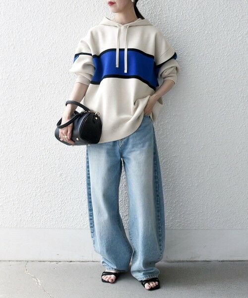 SHIPS / シップス パーカー | SHIPS any:〈手洗い可能〉パネル ボーダー フーディー ニット プルオーバー | 詳細1