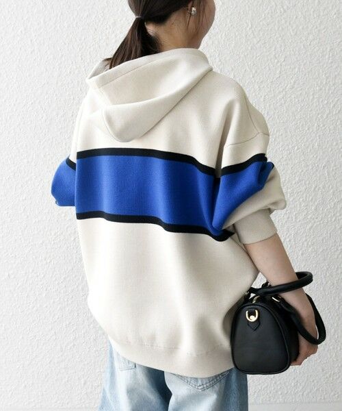 SHIPS / シップス パーカー | SHIPS any:〈手洗い可能〉パネル ボーダー フーディー ニット プルオーバー | 詳細4