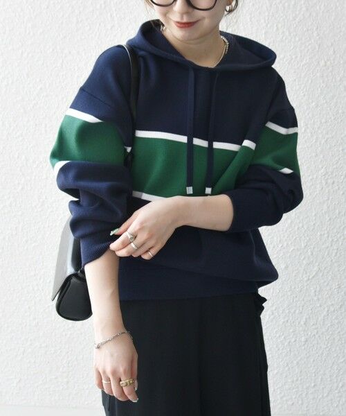 SHIPS / シップス パーカー | SHIPS any:〈手洗い可能〉パネル ボーダー フーディー ニット プルオーバー | 詳細28