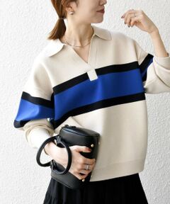 SHIPS / シップス ニット・セーター | SHIPS any:〈手洗い可能〉パネル ボーダー スキッパー ニット プルオーバー