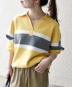 SHIPS / シップス ニット・セーター | SHIPS any:〈手洗い可能〉パネル ボーダー スキッパー ニット プルオーバー