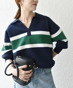 SHIPS / シップス ニット・セーター | SHIPS any:〈手洗い可能〉パネル ボーダー スキッパー ニット プルオーバー