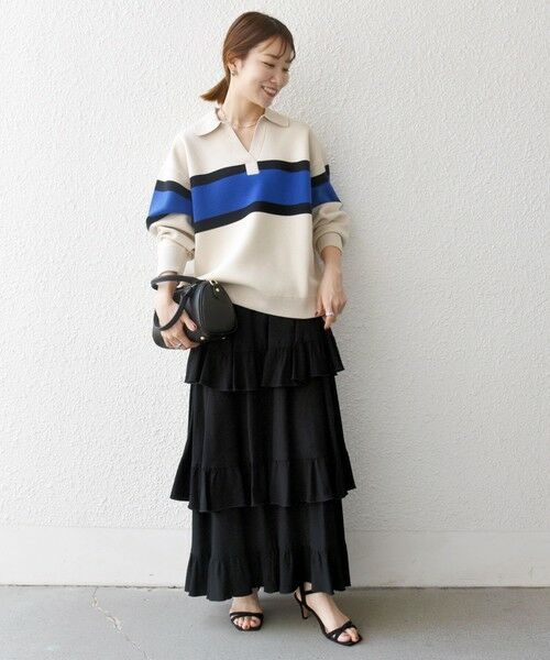 SHIPS / シップス ニット・セーター | SHIPS any:〈手洗い可能〉パネル ボーダー スキッパー ニット プルオーバー | 詳細1