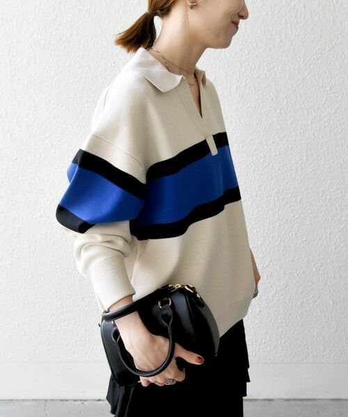 SHIPS / シップス ニット・セーター | SHIPS any:〈手洗い可能〉パネル ボーダー スキッパー ニット プルオーバー | 詳細4