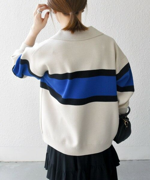 SHIPS / シップス ニット・セーター | SHIPS any:〈手洗い可能〉パネル ボーダー スキッパー ニット プルオーバー | 詳細5