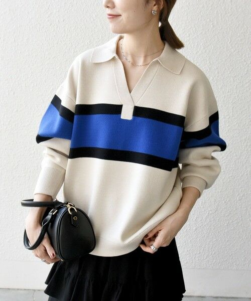 SHIPS / シップス ニット・セーター | SHIPS any:〈手洗い可能〉パネル ボーダー スキッパー ニット プルオーバー | 詳細6