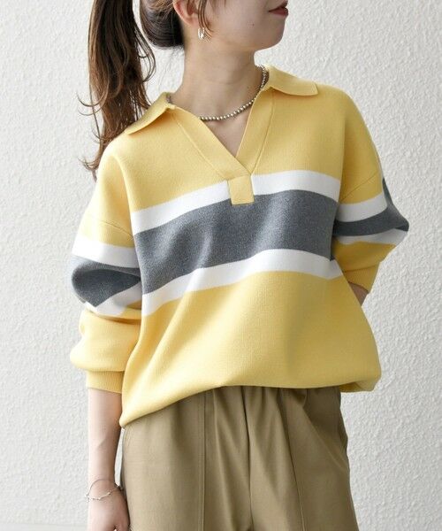 SHIPS / シップス ニット・セーター | SHIPS any:〈手洗い可能〉パネル ボーダー スキッパー ニット プルオーバー | 詳細16