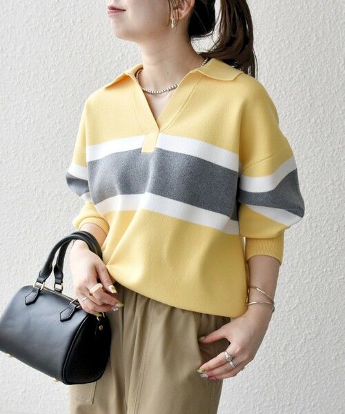 SHIPS / シップス ニット・セーター | SHIPS any:〈手洗い可能〉パネル ボーダー スキッパー ニット プルオーバー | 詳細19