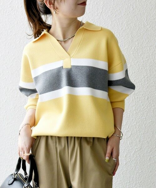 SHIPS / シップス ニット・セーター | SHIPS any:〈手洗い可能〉パネル ボーダー スキッパー ニット プルオーバー | 詳細21