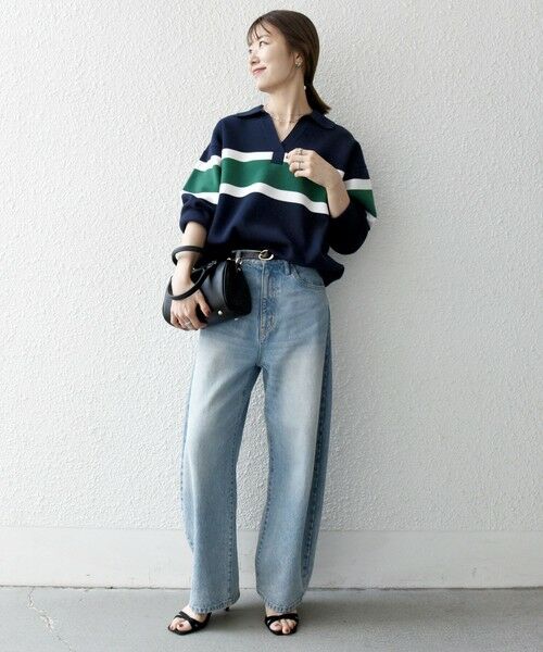 SHIPS / シップス ニット・セーター | SHIPS any:〈手洗い可能〉パネル ボーダー スキッパー ニット プルオーバー | 詳細24