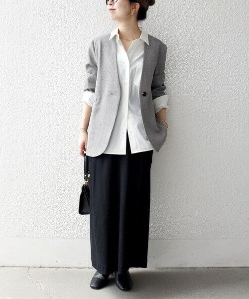 SHIPS / シップス ノーカラージャケット | SHIPS any:〈洗濯機可能〉ウーステッド Vネック ノーカラー ジャケット | 詳細1