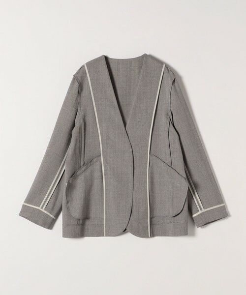 SHIPS / シップス ノーカラージャケット | SHIPS any:〈洗濯機可能〉ウーステッド Vネック ノーカラー ジャケット | 詳細15