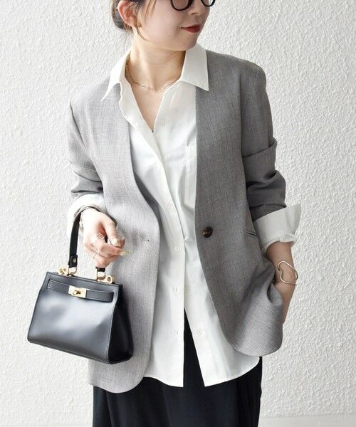 SHIPS / シップス ノーカラージャケット | SHIPS any:〈洗濯機可能〉ウーステッド Vネック ノーカラー ジャケット | 詳細3