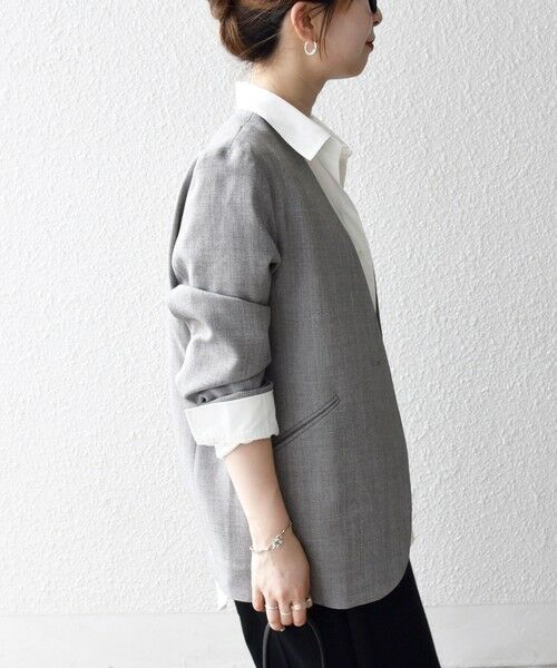 SHIPS / シップス ノーカラージャケット | SHIPS any:〈洗濯機可能〉ウーステッド Vネック ノーカラー ジャケット | 詳細5